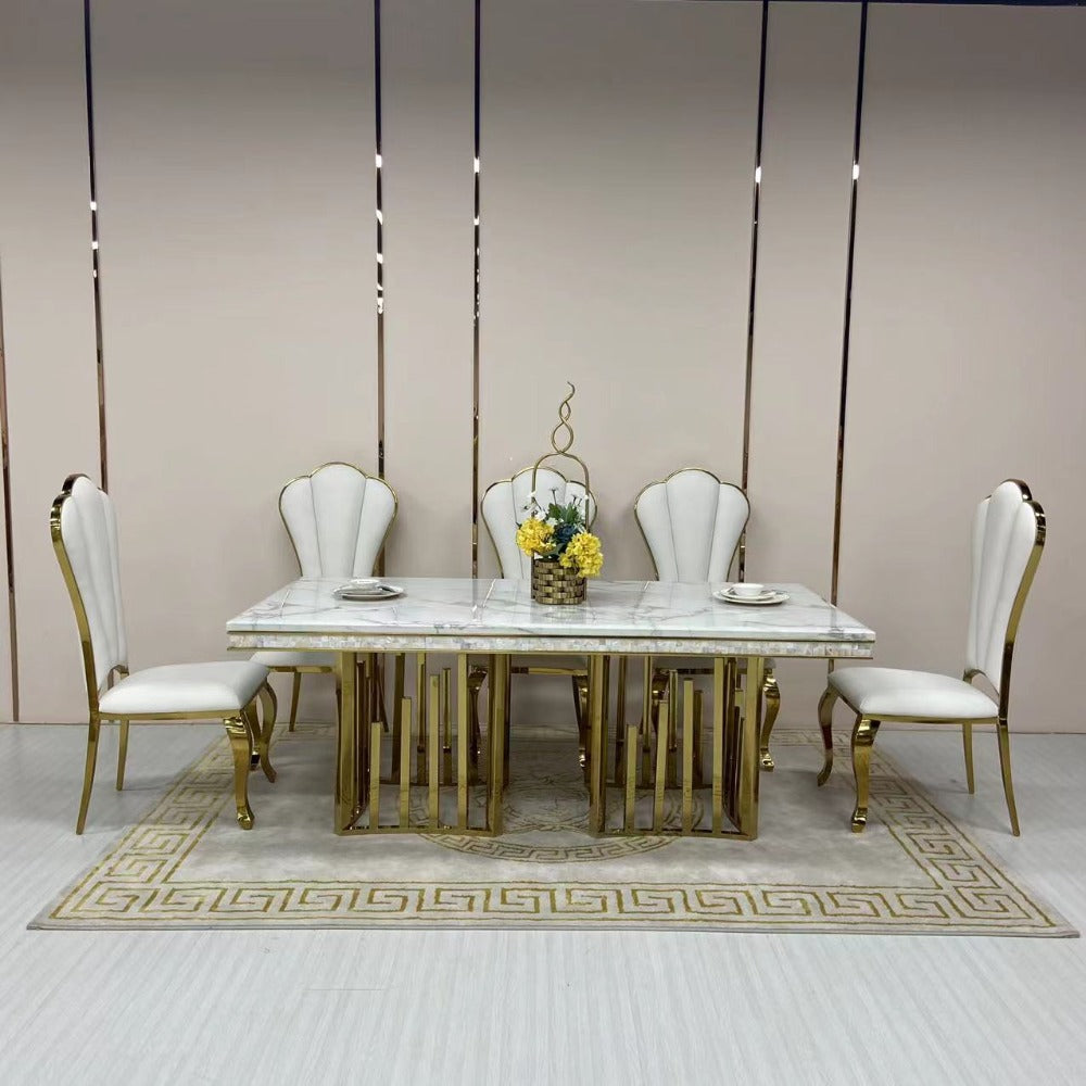 white gold luxury dining chair