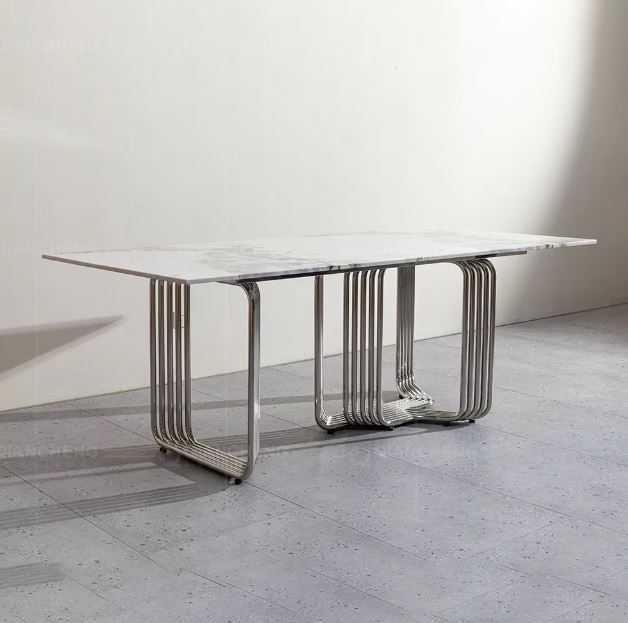 Silver dining table glass top 