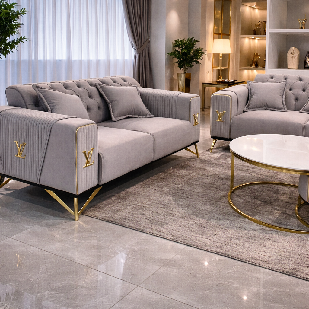 Louis vuitton lounge set grey LV designer couch