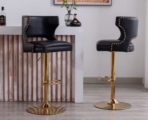 black leather gold bar chairs