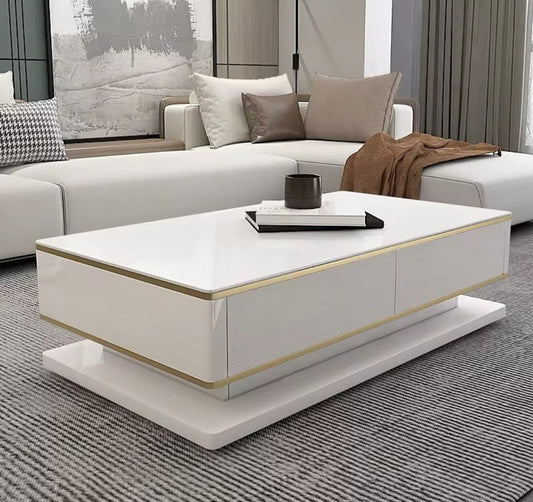 White and gold modern coffee table 