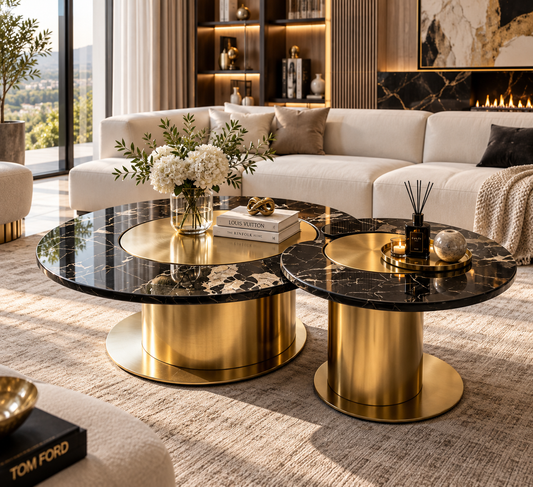 Black and gold Marble Coffee table