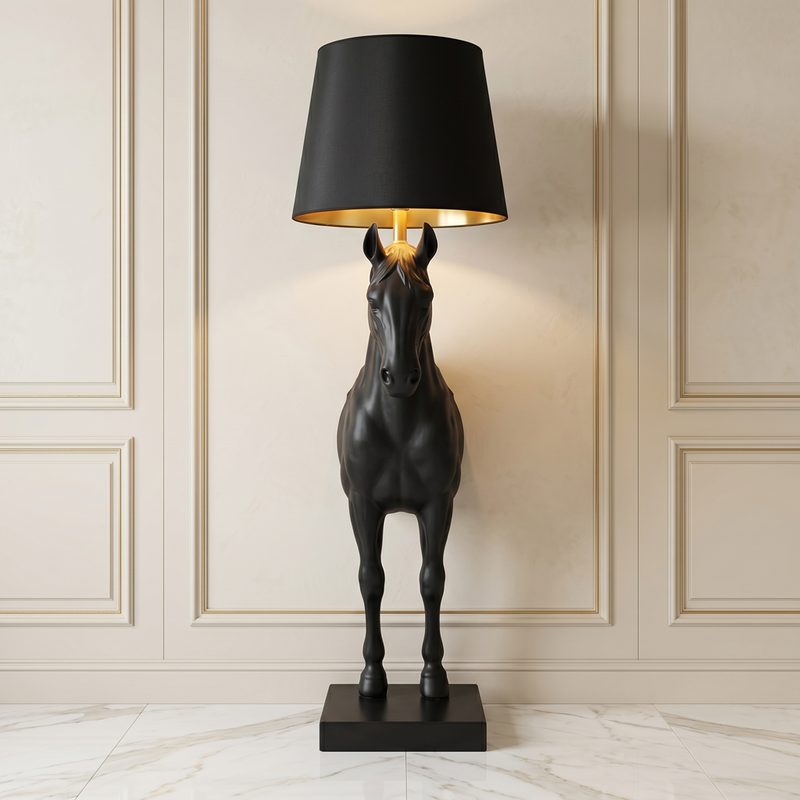 Black horse sculpture lamp