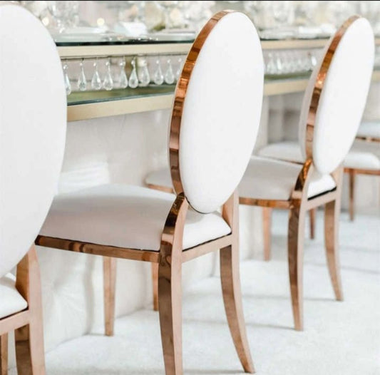 Rose gold and white 6 seater dining set 