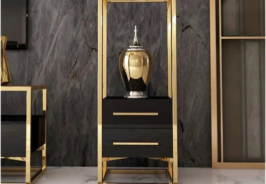 Black and gold long tall side table flower 