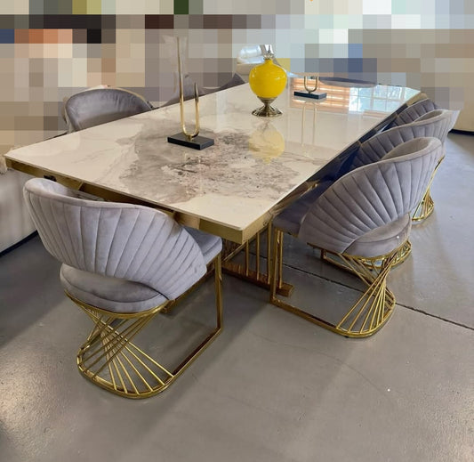 Grey and gold 10 seater dining set