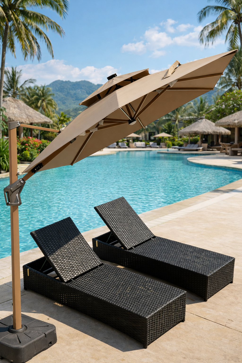 Pool loungers rattan outdoor