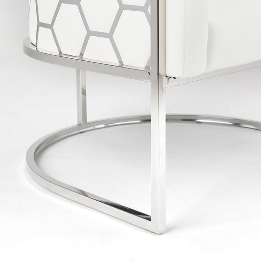 White and silver honey comb dining chair 