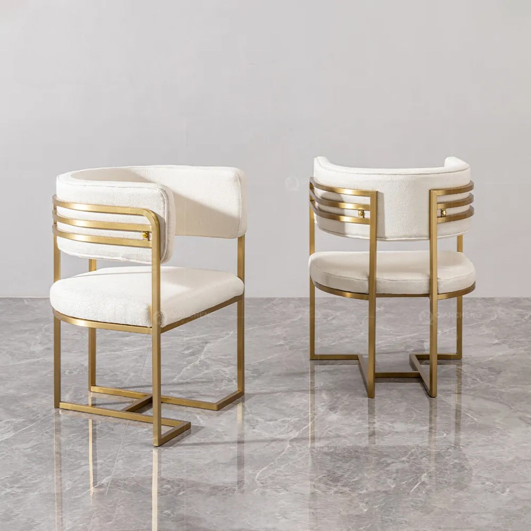 White and gold luxury dining chair 