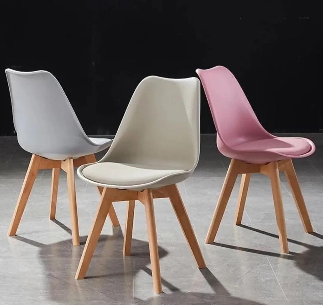 Plastic chair wood legs 