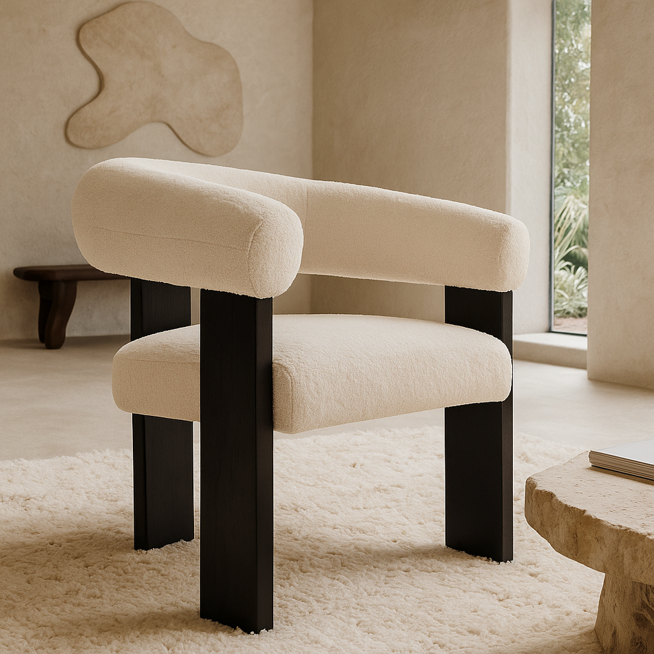 Black wooden frame dining chair tub chair