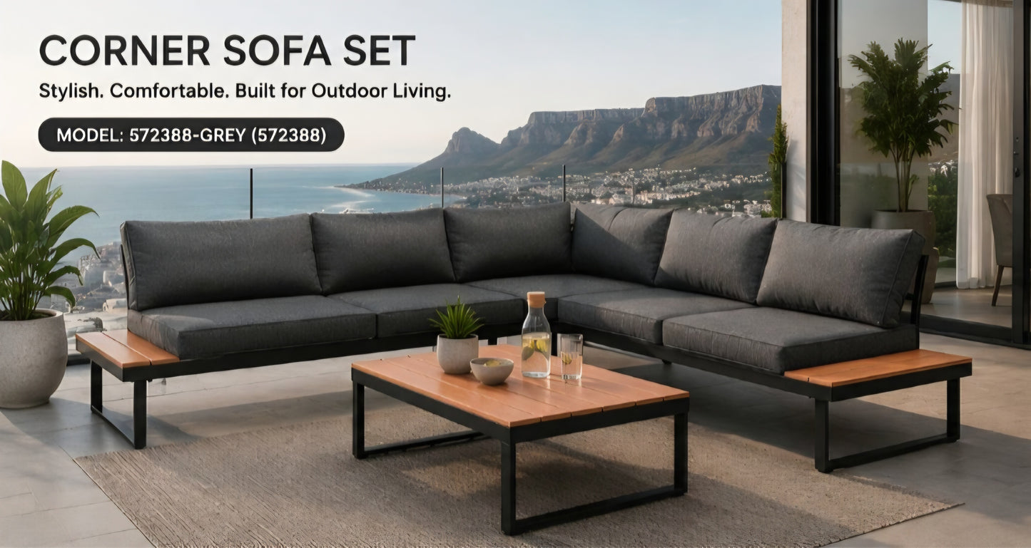 Corner patio set with coffee table 
