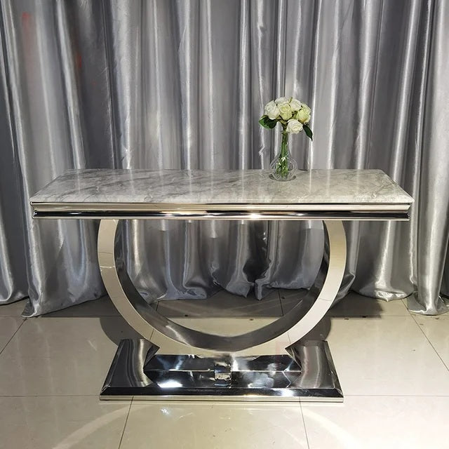 silver marble console table