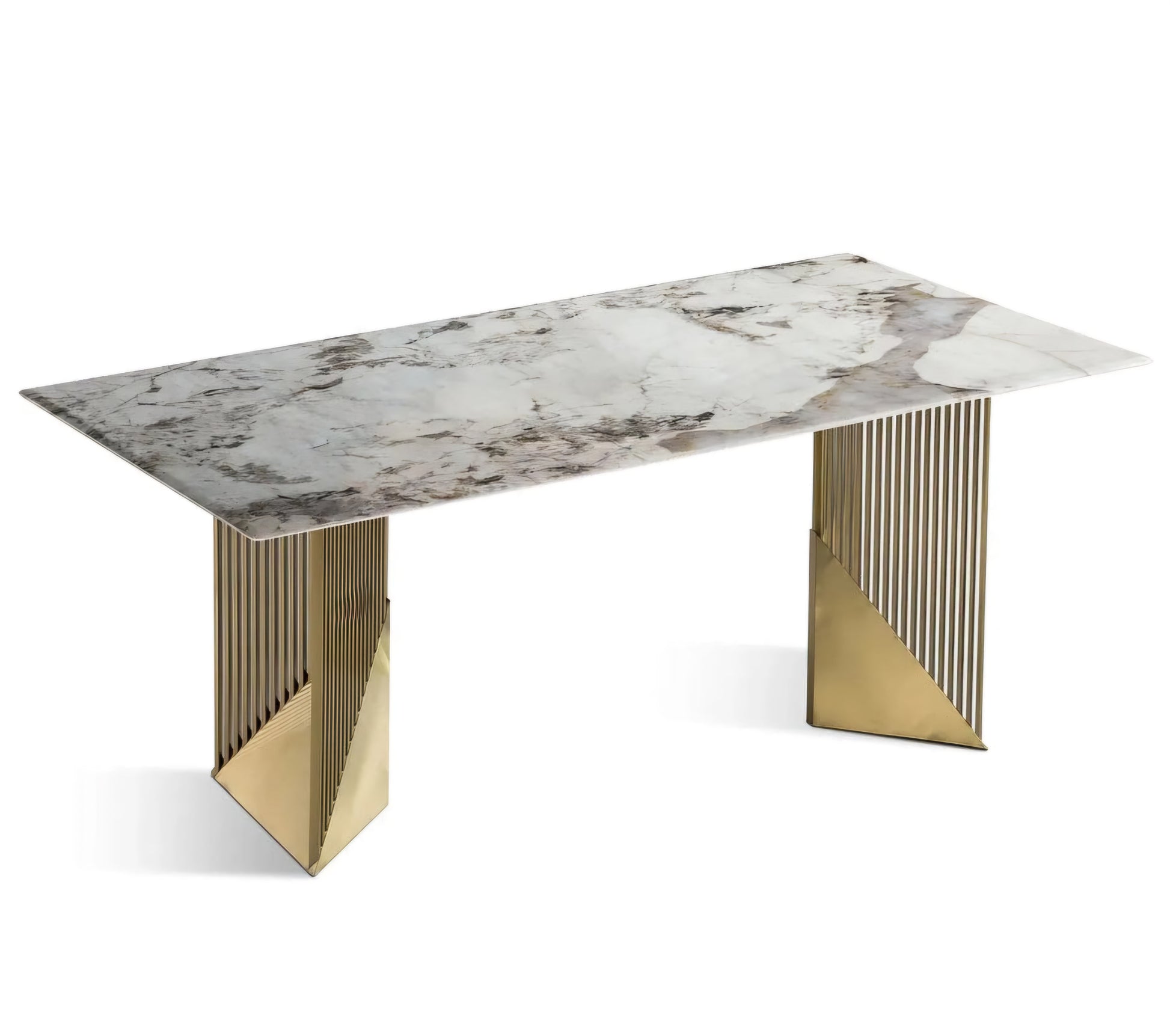 Gold dining table sintered stone