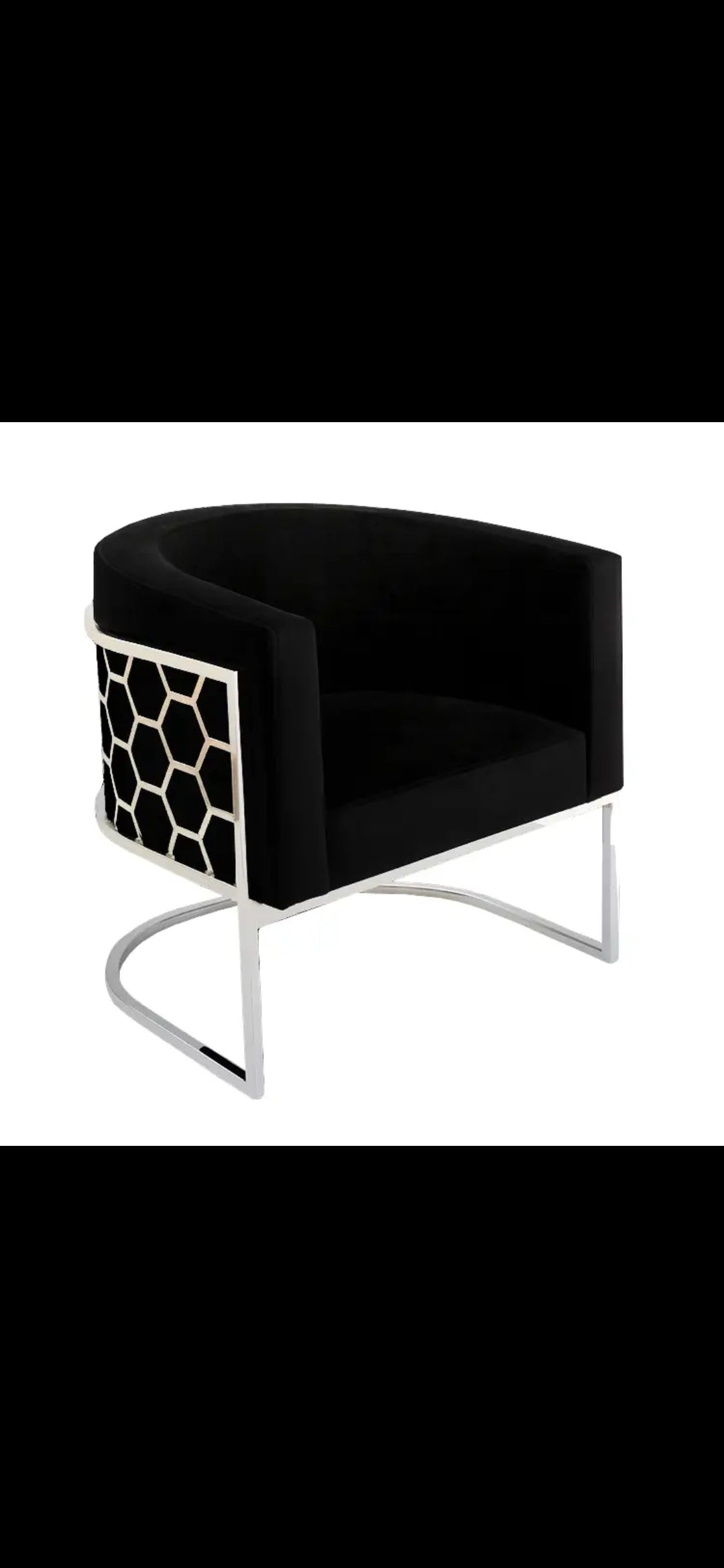Black and silver honey comb dining chair 