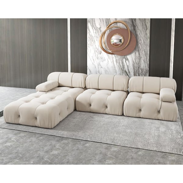 White l shape couch 