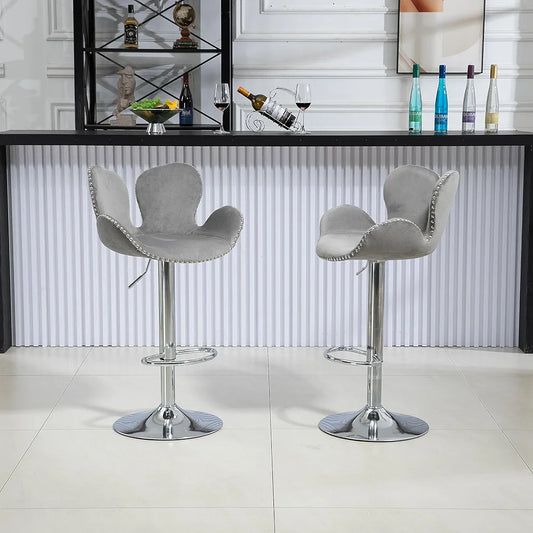 grey and silver bar chairs