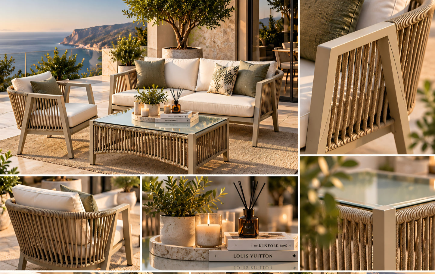 Beige outdoor lounge set