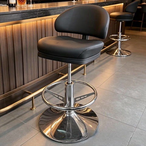 Black leather bar chairs kitchen stool