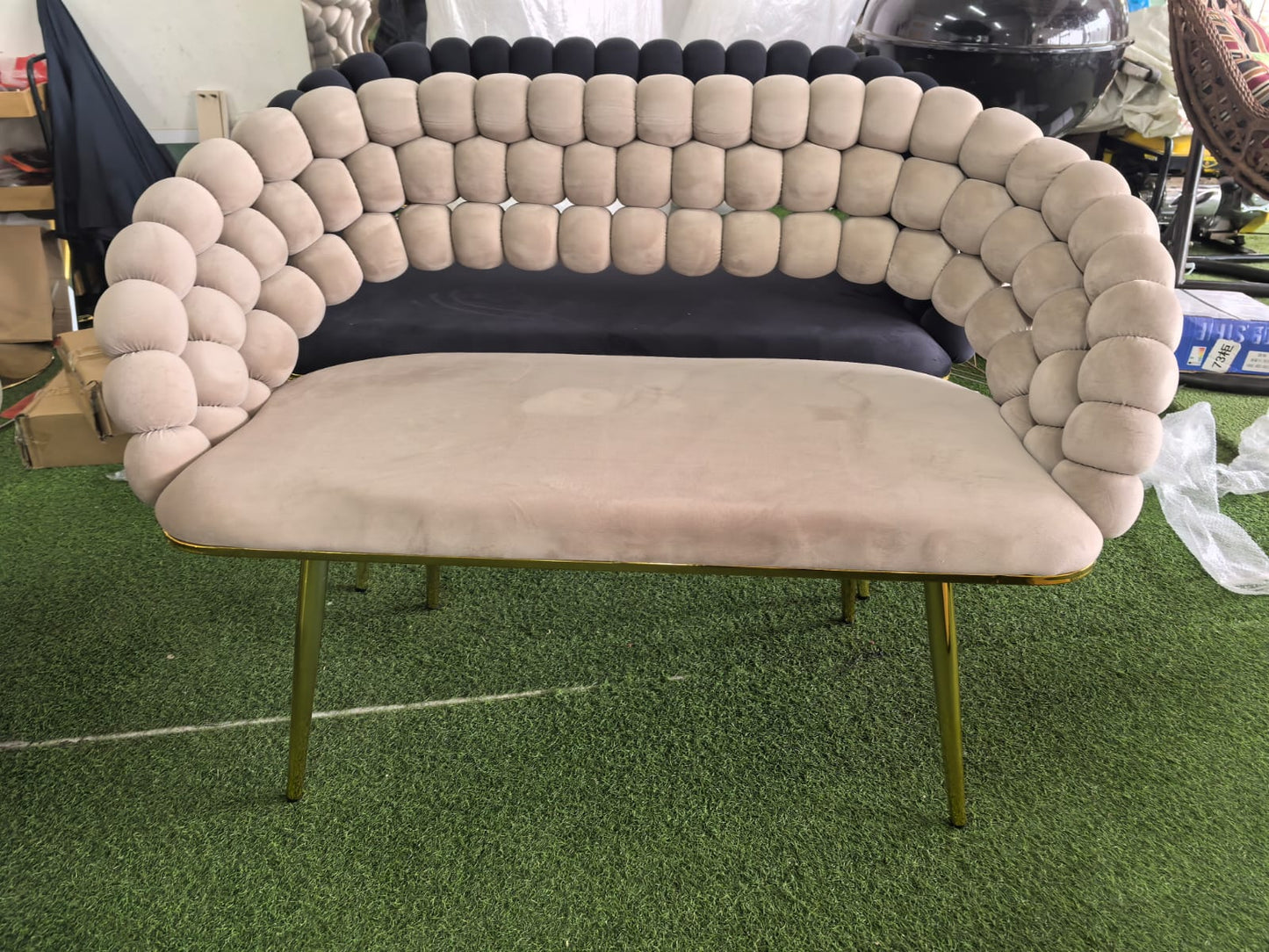 Beige bubble Bench velvet