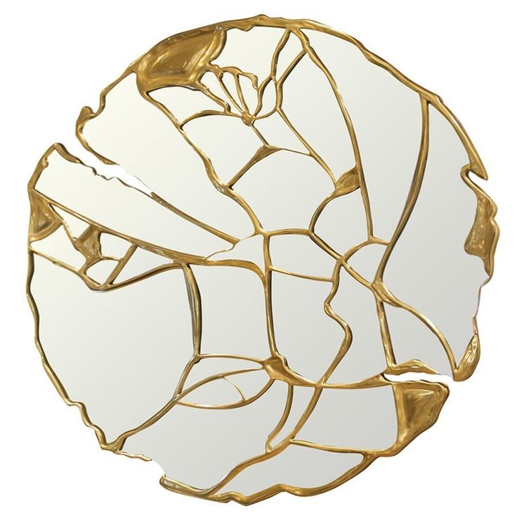 designer gold round mirror