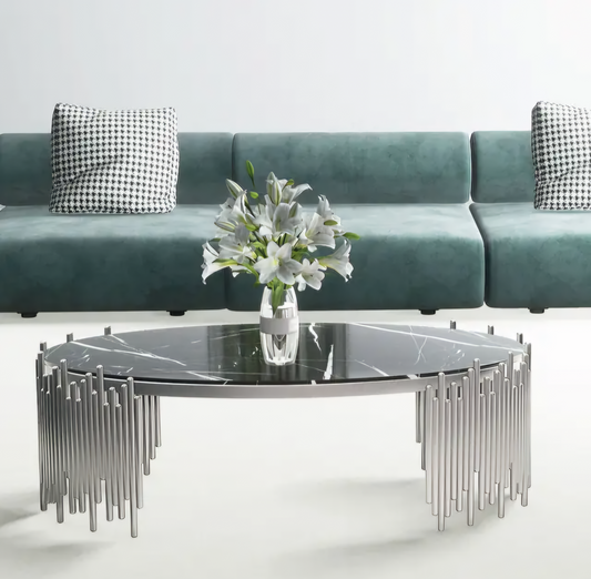 oval silver glass coffee table