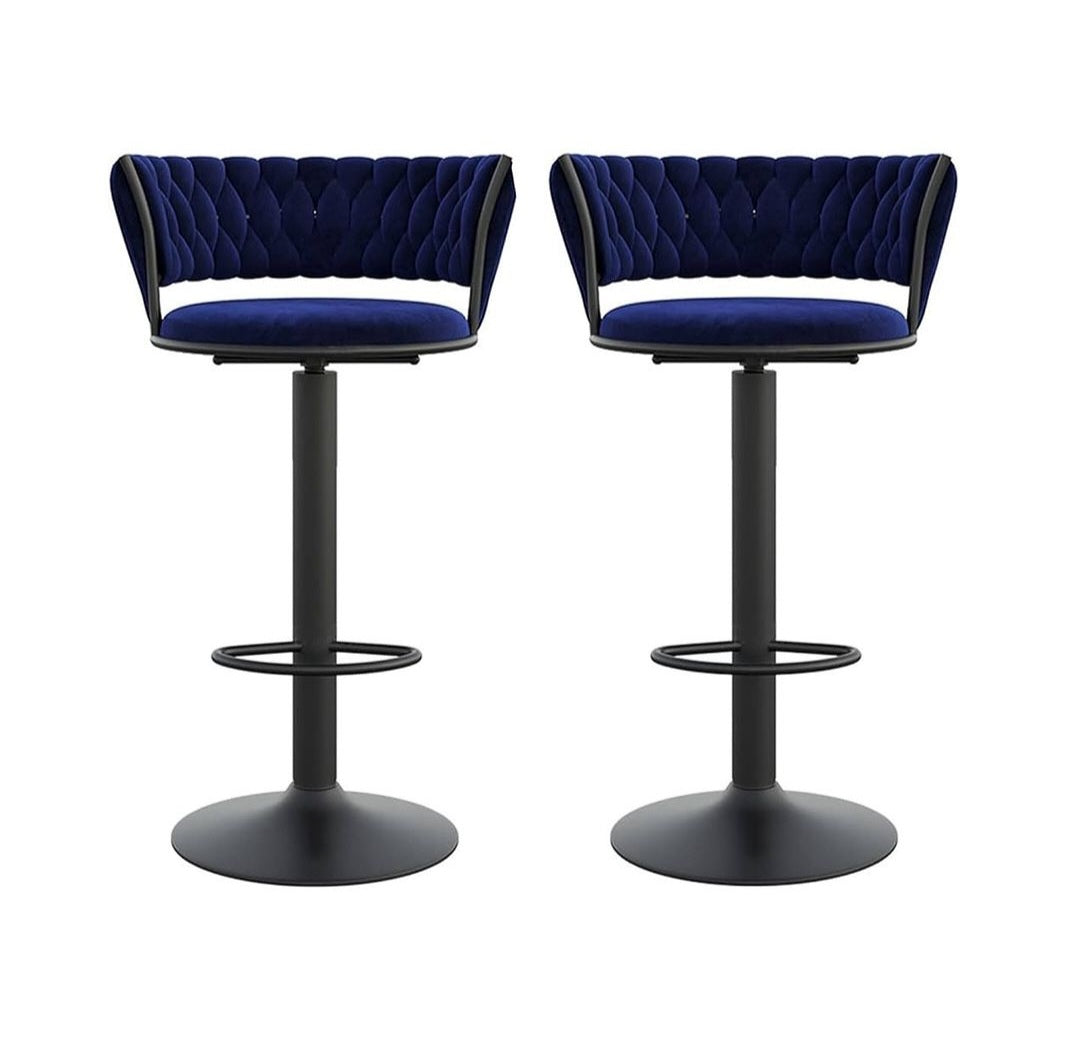 blue and black bar chairs