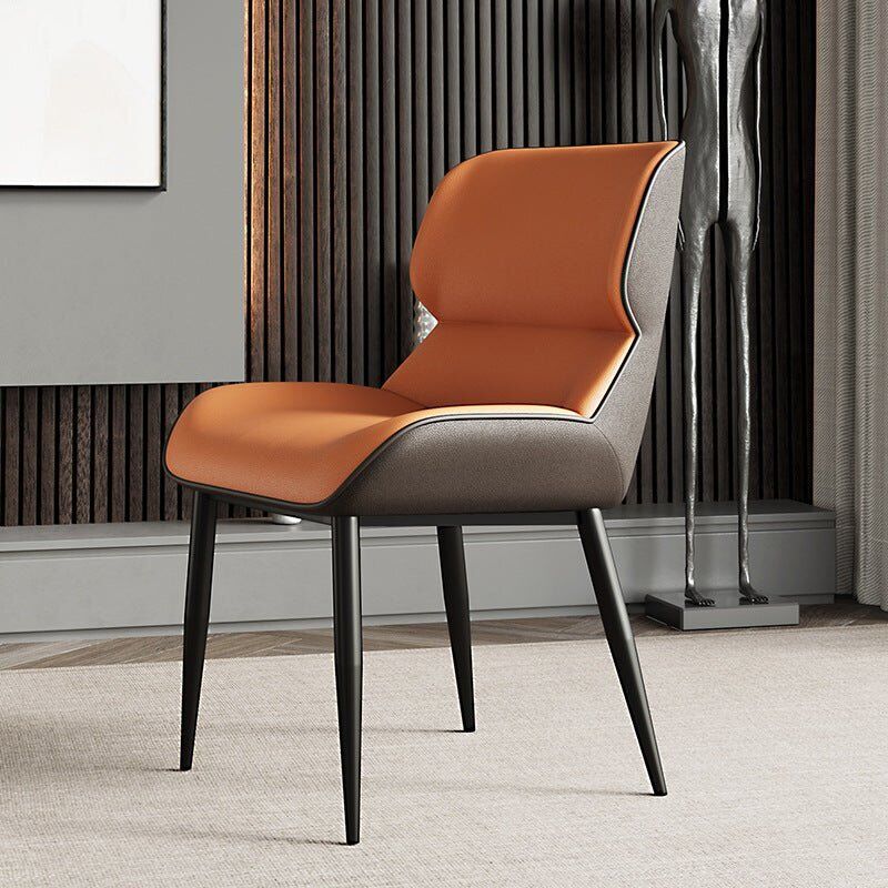 Orange leather dining chair