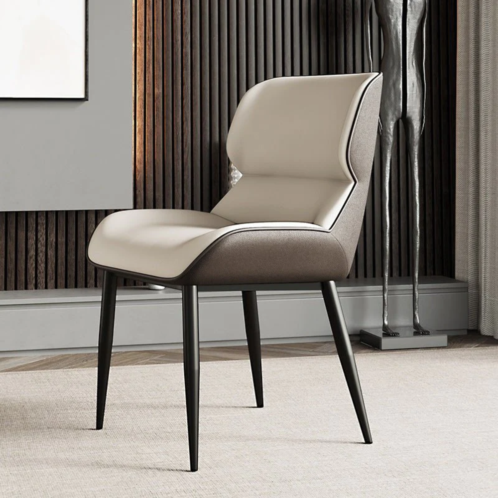 Pu grey leather dining chairs 