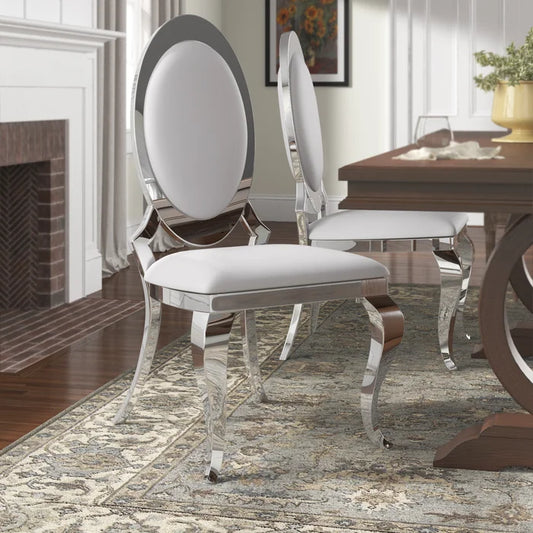 silver white luxury dining chair 