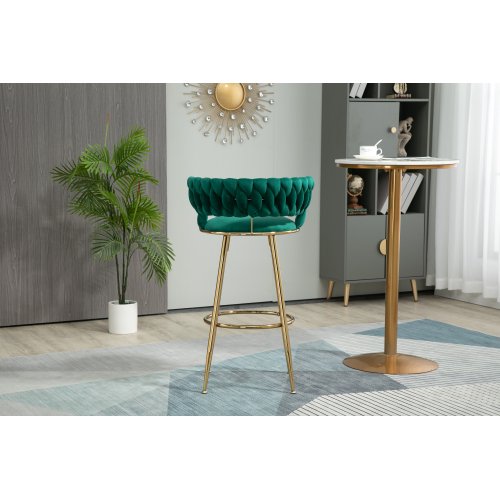 GOLD GREEN VELVET BAR STOOL