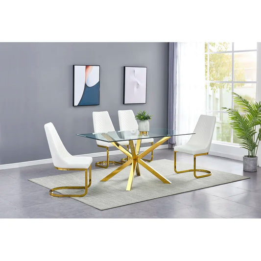 glass gold dining table