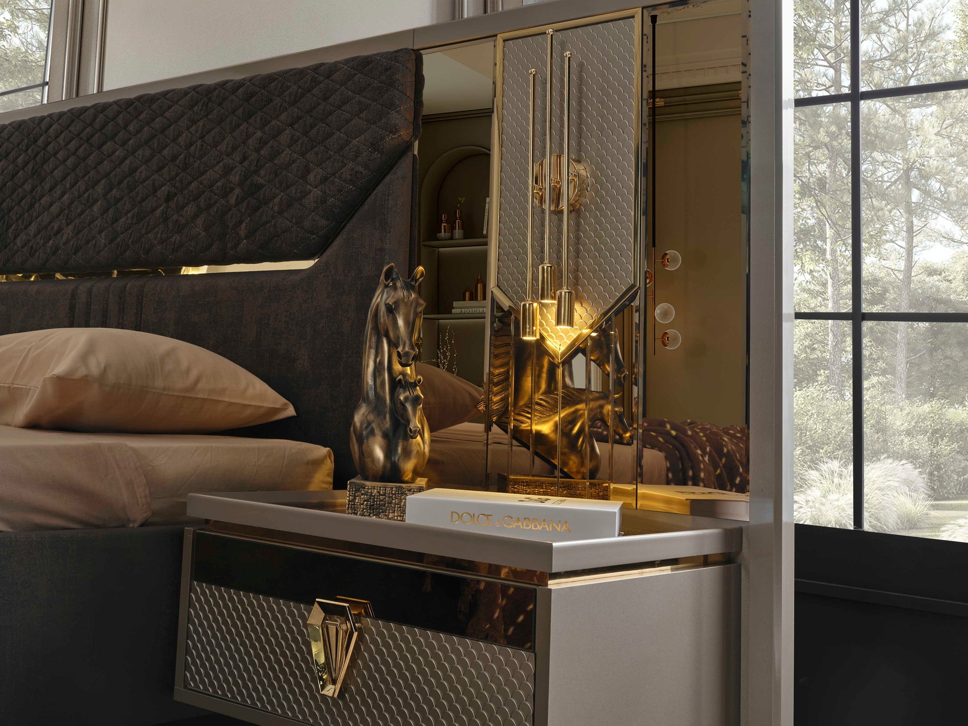 DESIGNER BEDROOM SUITE grey gold