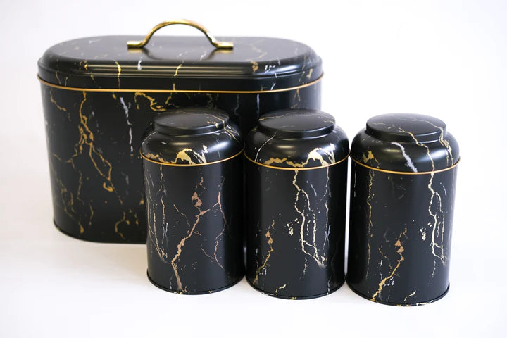 Marble bread bin & canister set