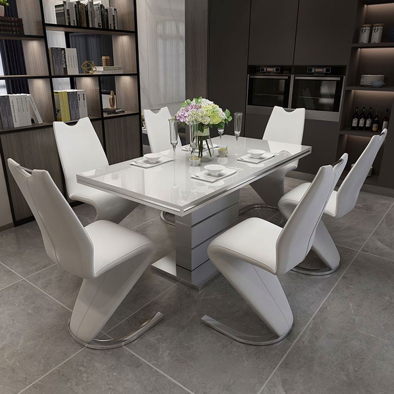 modern white and silver dining set 