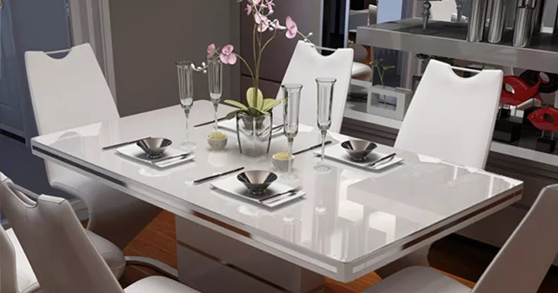 modern white and silver dining set 