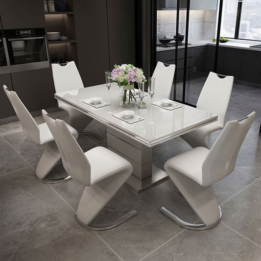 modern white and silver dining set 