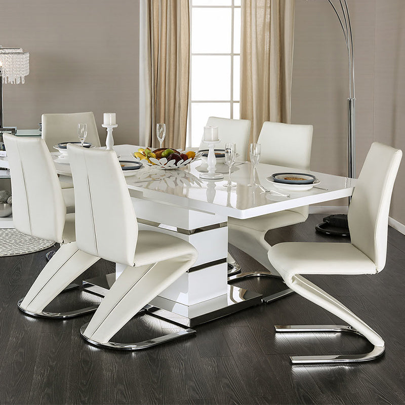 modern white and silver dining set 