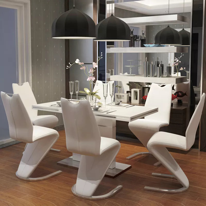 modern white and silver dining set 