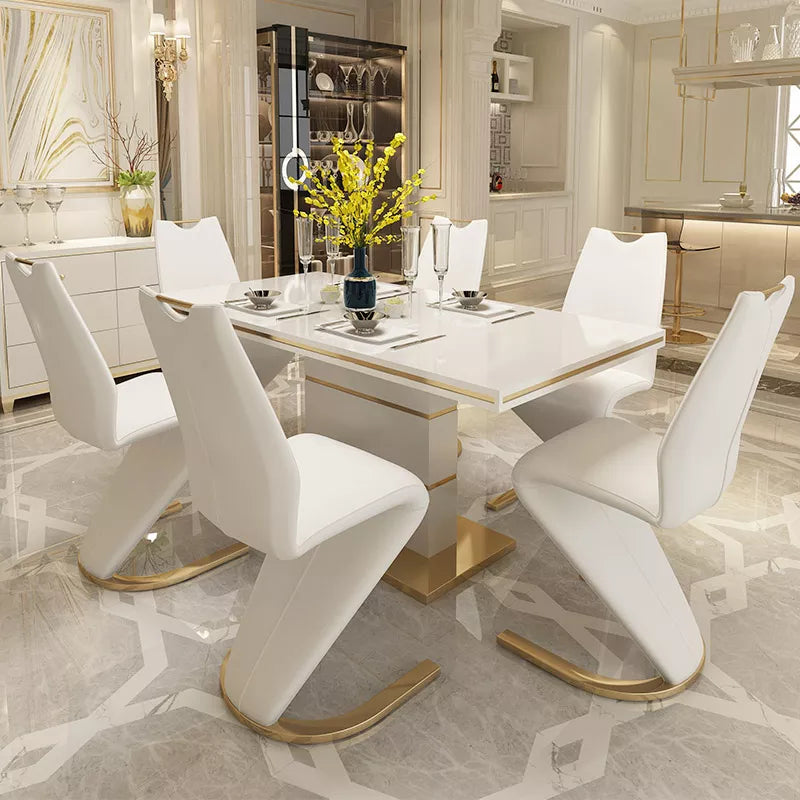 modern white and gold dining set 