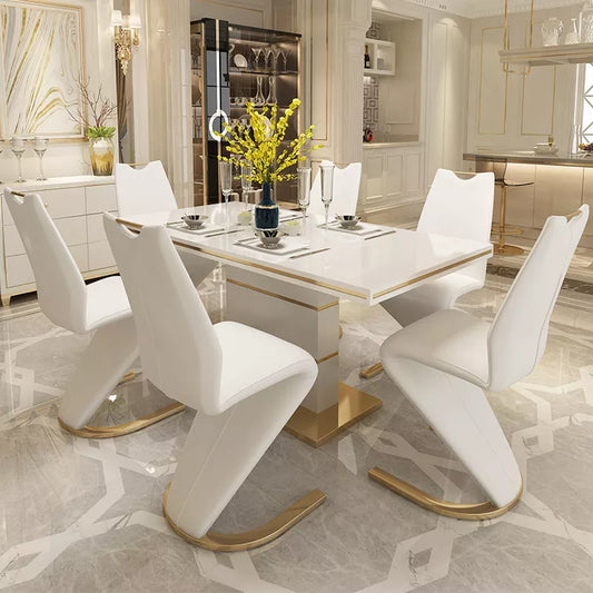 modern white and gold dining set 