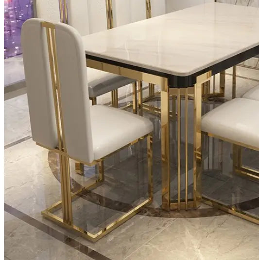 Cleopatra Dining Set- 6 seater White/Gold