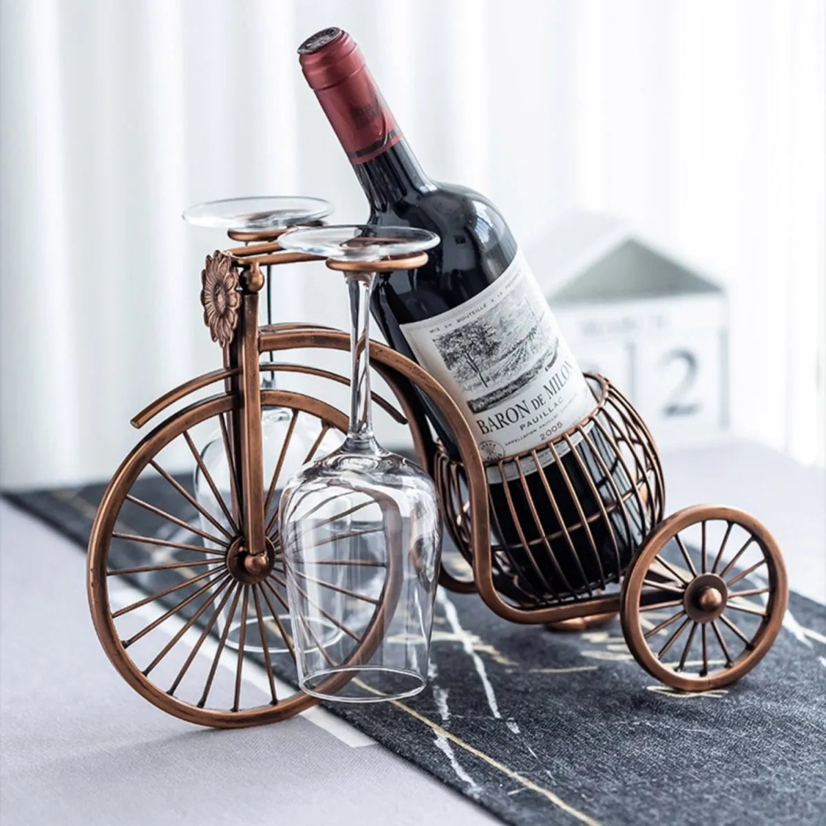 Bicycle Wine Rack with 2 Glass Holders