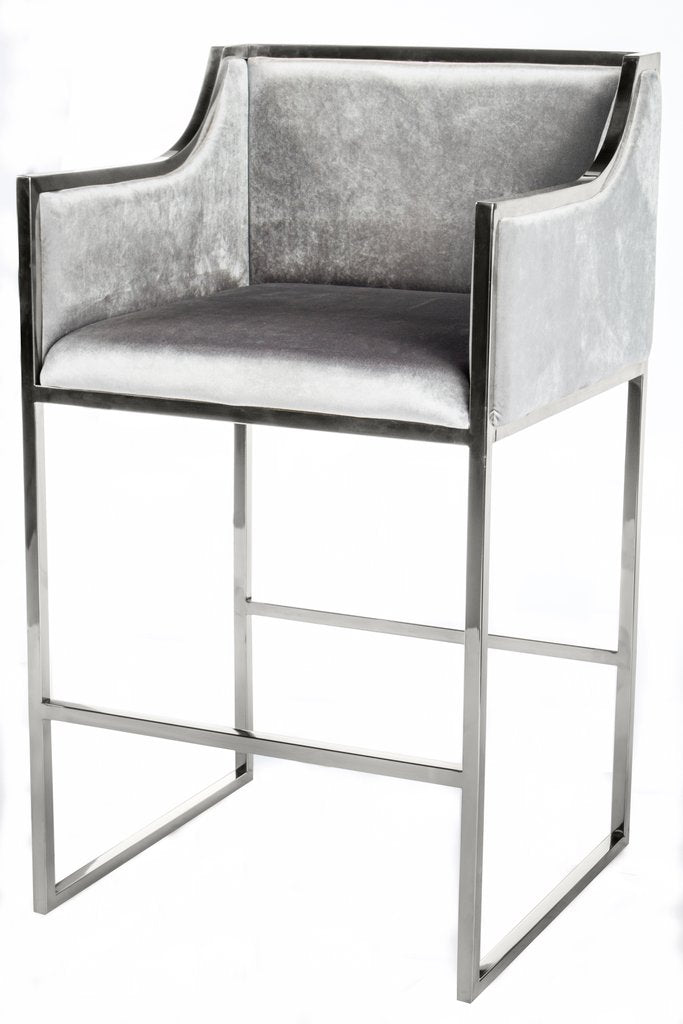 grey luxury bar chair silver legs