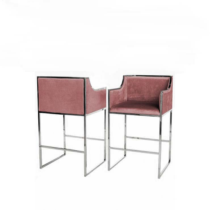 silver luxury pink bar chairs