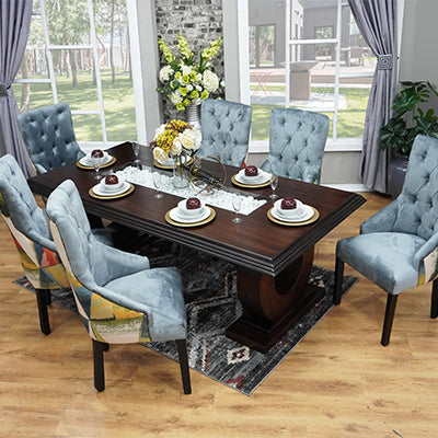 6 seater wood dining set