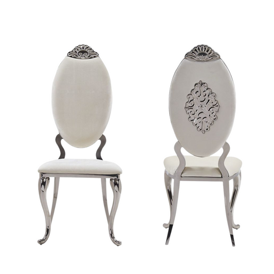 luxury dining chair white silver 