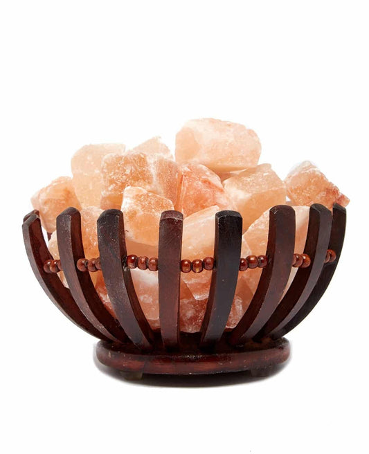 Wooden bowl salt lamp