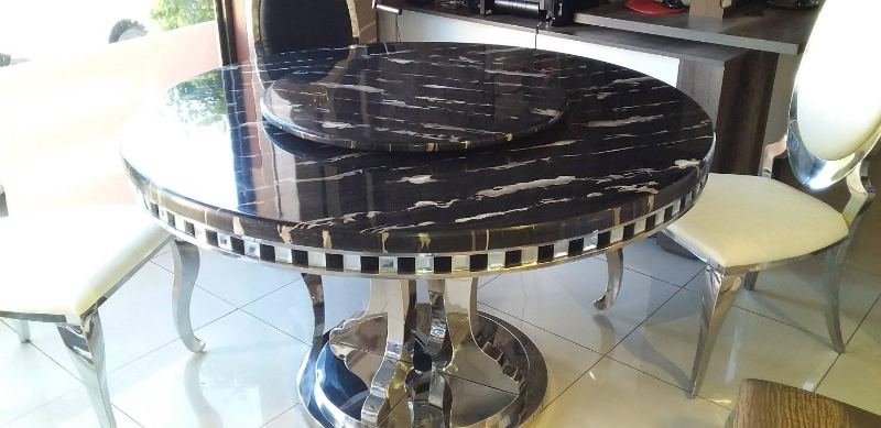 round black marble dining set