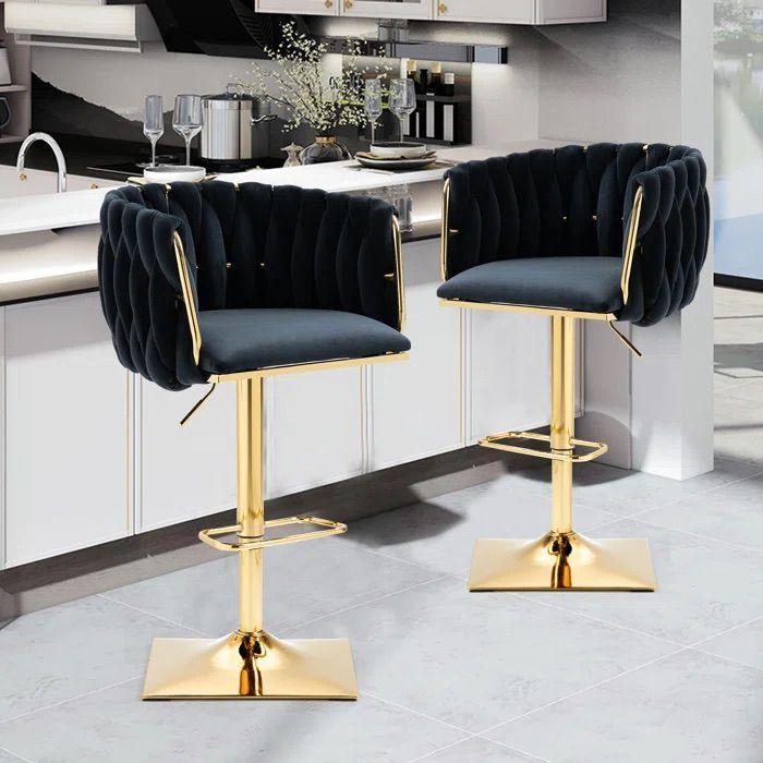 BLACK velvet gold BAR CHAIR